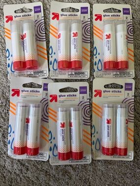 Target Purple & Red Glue Sticks - Pack of 6 (2 per blister)